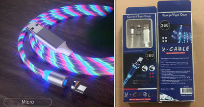 Magnetic Charging Cable Streamer Fast Charging Cable Lighting Micro USB Cable LED Magnet Charger Type-C Cable