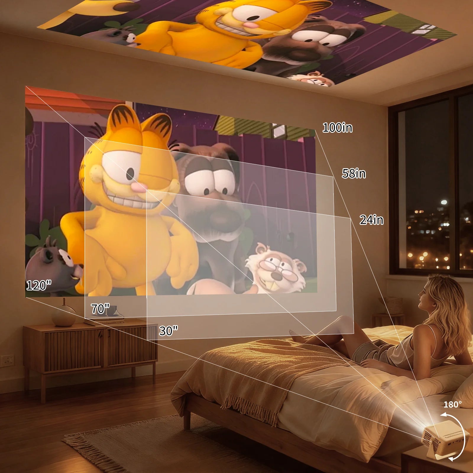 YT Mini Proyector 1080P Compatible, 4000 Lúmenes LED 3.0 Para Teatro Para Exteriores, Vida De Lámpara De 60000 Horas, Negro