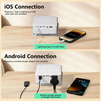 YT Mini Proyector 1080P Compatible, 4000 Lúmenes LED 3.0 Para Teatro Para Exteriores, Vida De Lámpara De 60000 Horas, Negro