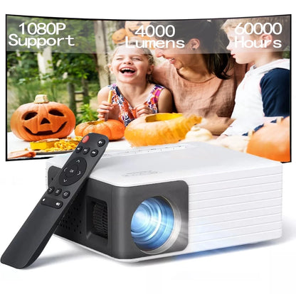 YT Mini Proyector 1080P Compatible, 4000 Lúmenes LED 3.0 Para Teatro Para Exteriores, Vida De Lámpara De 60000 Horas, Negro