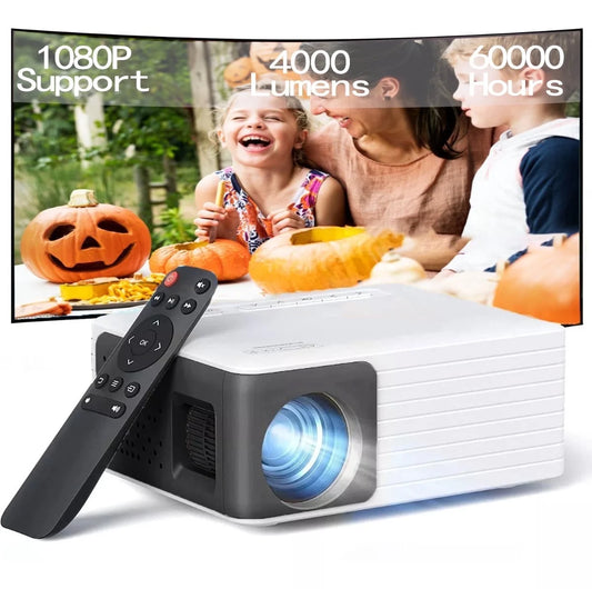 YT Mini Proyector 1080P Compatible, 4000 Lúmenes LED 3.0 Para Teatro Para Exteriores, Vida De Lámpara De 60000 Horas, Negro