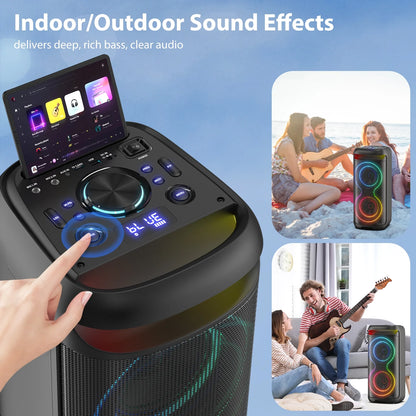 Large Party Speaker, Bluetooth Speaker with Dazzling Rgb Light, Two 6.5'' Subwoofer, T20